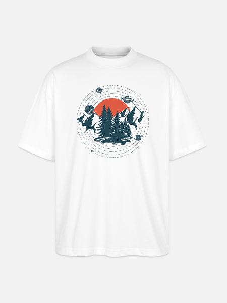 Planets And Mountains Graphic - Stanley/Stella Oversized Unisex Organic T-shirt Blaster 2.0 - white