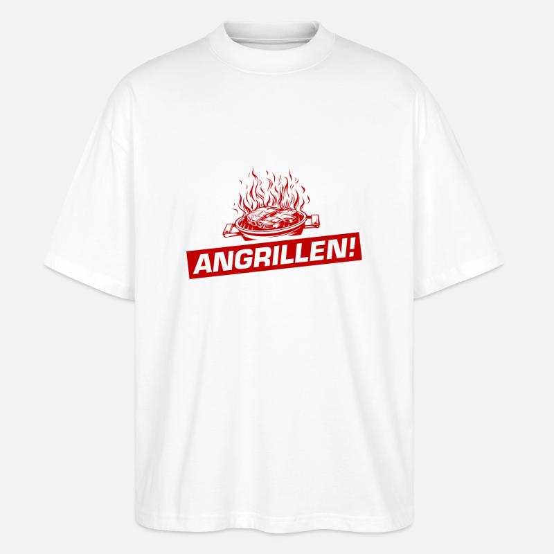 Angrillen Grillen Barbecue - Stanley/Stella Oversized Unisex Bio T-Shirt Blaster 2.0 - Weiß