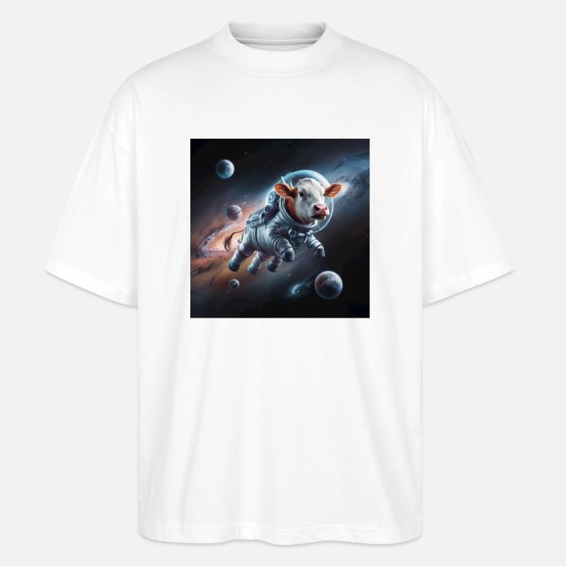 Space Cow - Stanley/Stella Oversized Unisex Bio T-Shirt Blaster 2.0 - Weiß