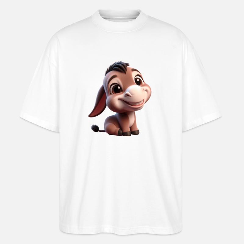 Bébé âne Esel Mule - T-shirt bio Blaster 2.0 coupe oversize Stanley/Stella Unisexe - blanc
