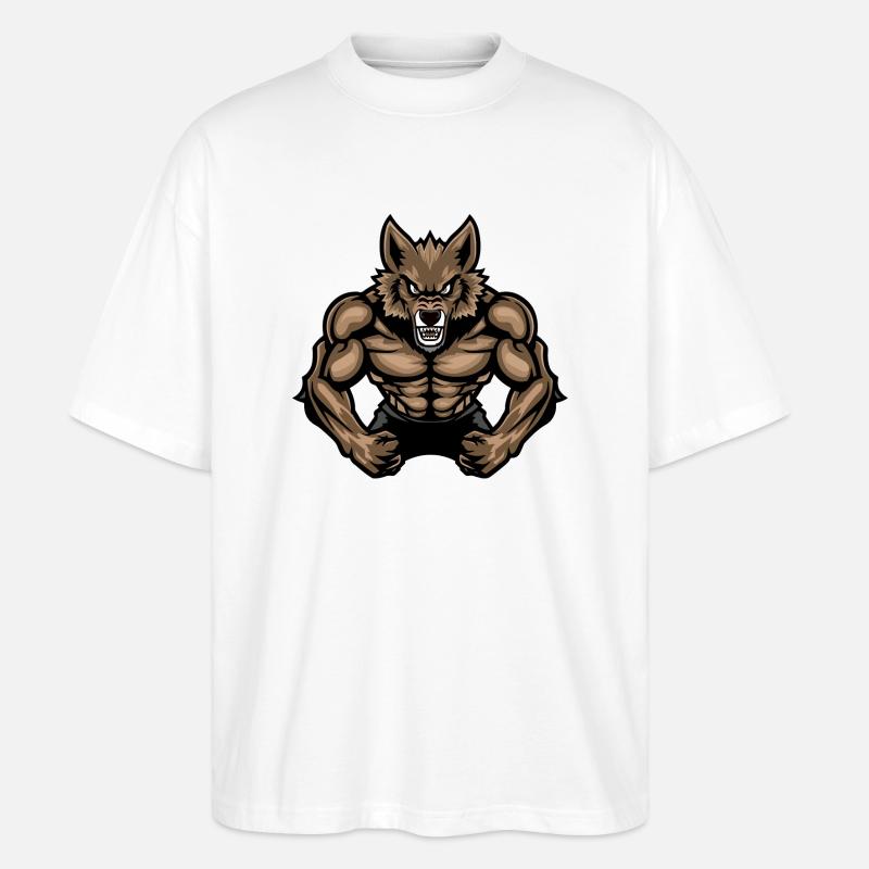 Wolf Werwolf - Stanley/Stella Oversized Unisex Bio T-Shirt Blaster 2.0 - Weiß