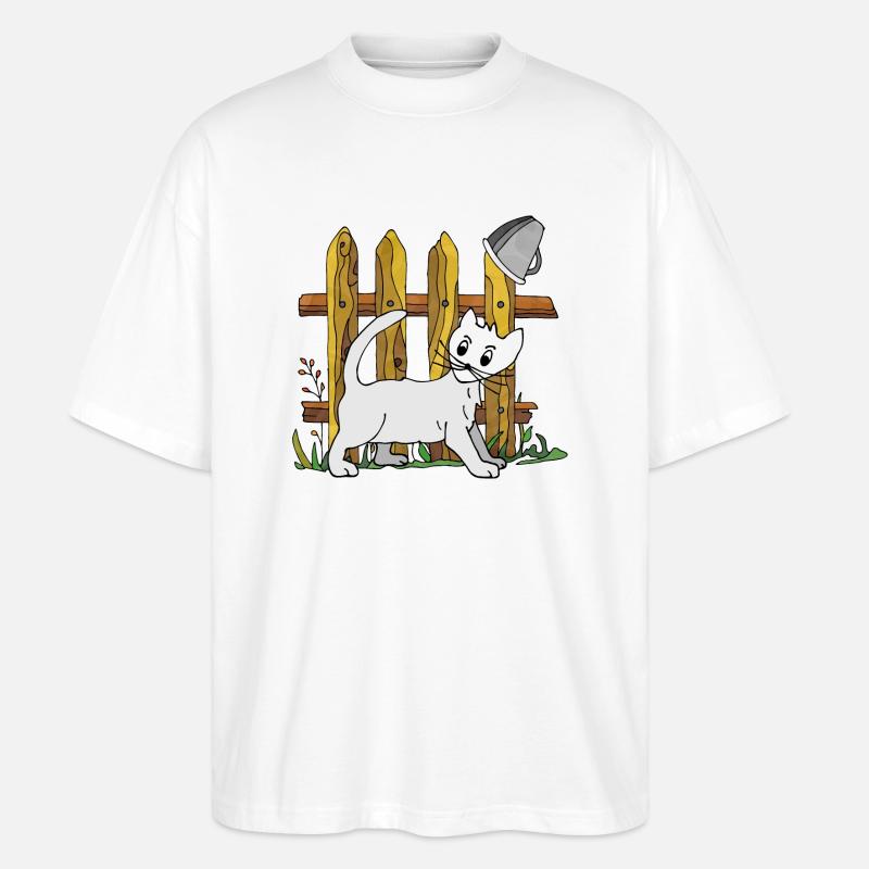 Katze - Stanley/Stella Oversized Unisex Bio T-Shirt Blaster 2.0 - Weiß