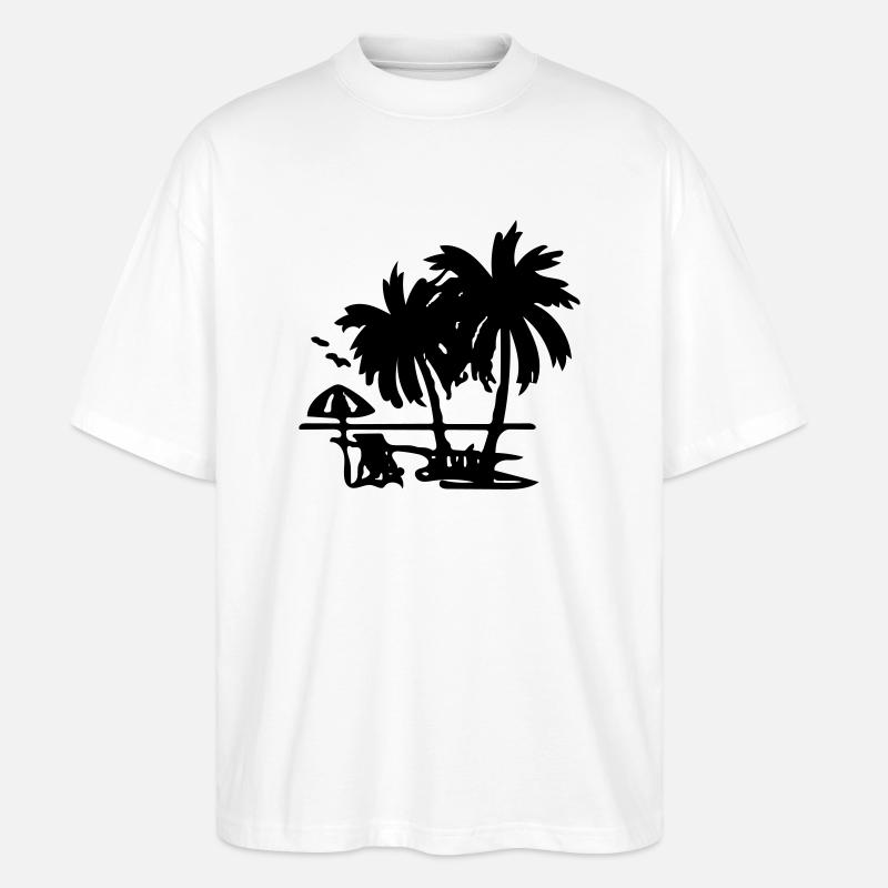 Palm tree - Stanley/Stella Oversized Unisex Organic T-shirt Blaster 2.0 - white