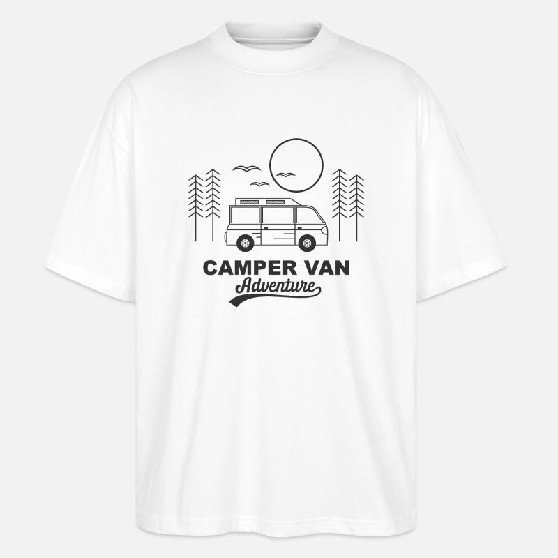 camper van adventure logo design - Stanley/Stella Oversized Unisex Bio T-Shirt Blaster 2.0 - Weiß
