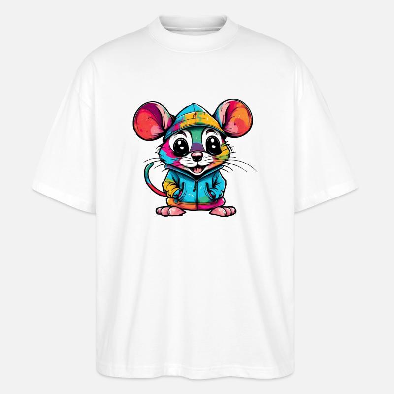 Bunte Maus Cool Style - Stanley/Stella Oversized Unisex Bio T-Shirt Blaster 2.0 - Weiß