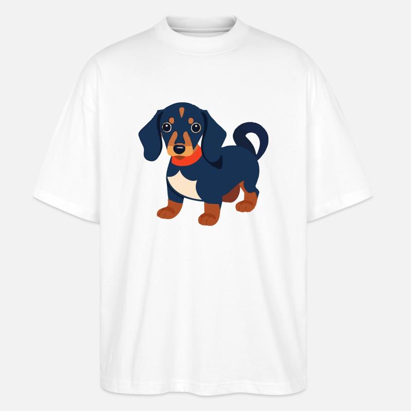 Dackel Welpe schwarz Dachshund - Stanley/Stella Oversized Unisex Bio T-Shirt Blaster 2.0 - Weiß