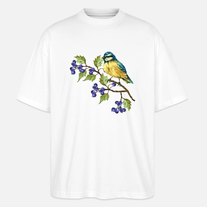 Bunter Vogel - Stanley/Stella Oversized Unisex Bio T-Shirt Blaster 2.0 - Weiß