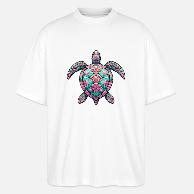 Bunte Meeresschildkröte - Stanley/Stella Oversized Unisex Bio T-Shirt Blaster 2.0 - Weiß