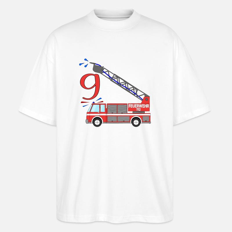 Camion de pompiers 9e anniversaire - T-shirt bio Blaster 2.0 coupe oversize Stanley/Stella Unisexe - blanc