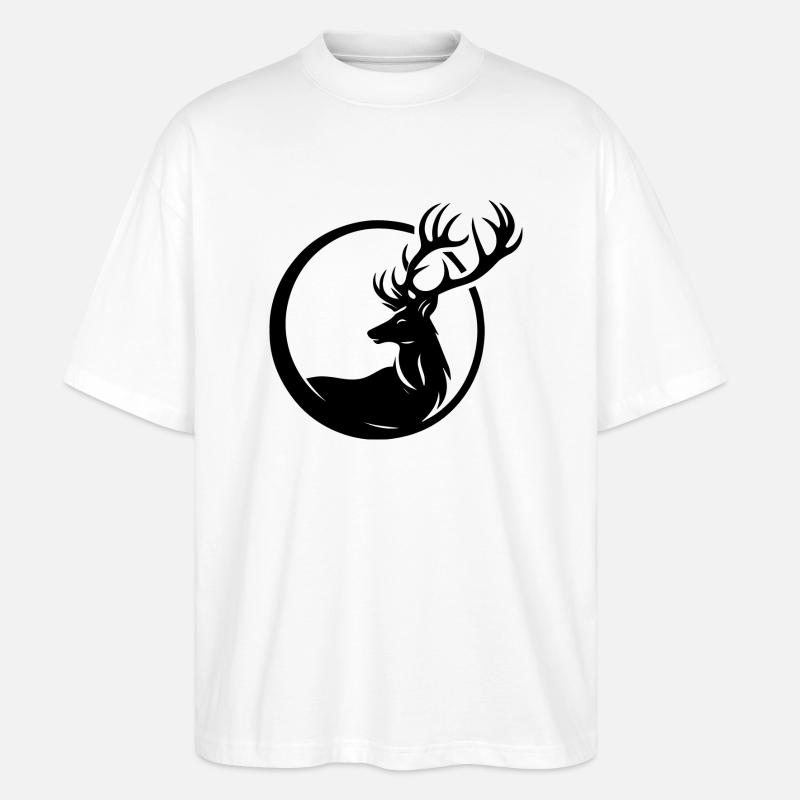 Hirsch Logo in schwarz-weiß - Stanley/Stella Oversized Unisex Bio T-Shirt Blaster 2.0 - Weiß