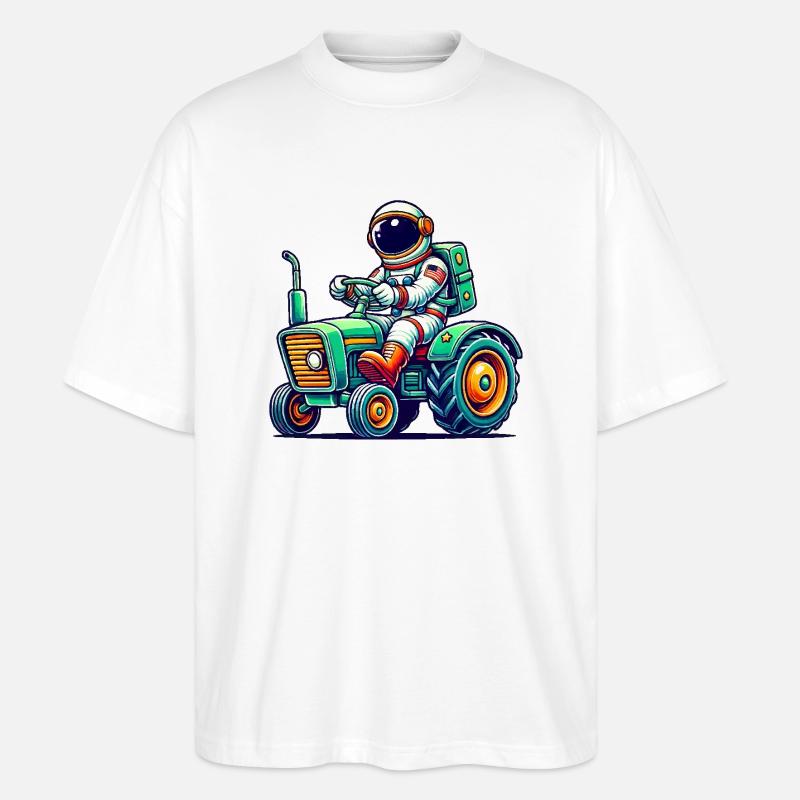 Tracteur astronaute - T-shirt bio Blaster 2.0 coupe oversize Stanley/Stella Unisexe - blanc