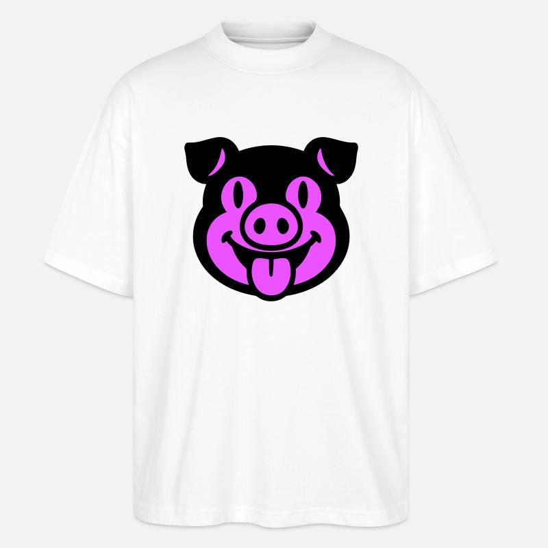 Ferkel Schwein Kopf - Stanley/Stella Oversized Unisex Bio T-Shirt Blaster 2.0 - Weiß