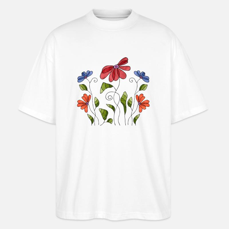 Blumen - Stanley/Stella Oversized Unisex Bio T-Shirt Blaster 2.0 - Weiß