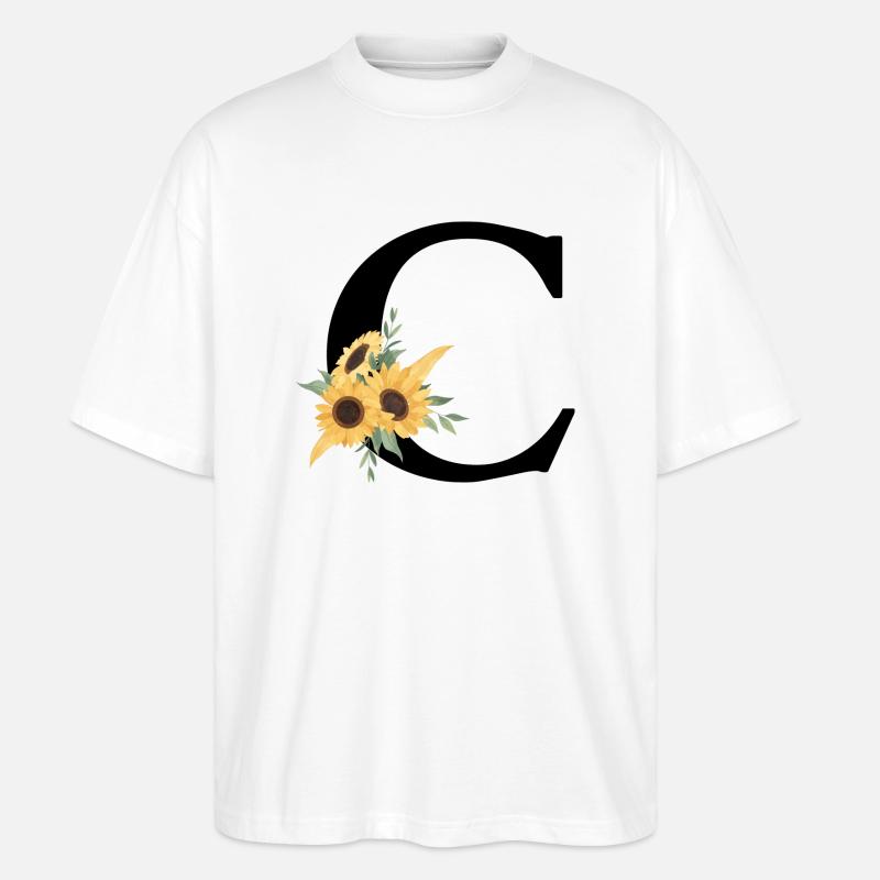 Buchstabe c Blumen-Sonnenblume - Stanley/Stella Oversized Unisex Bio T-Shirt Blaster 2.0 - Weiß