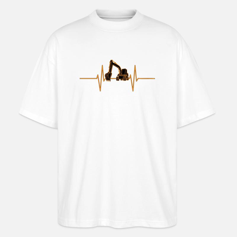 Herzschlag mit Bagger - Stanley/Stella Oversized Unisex Bio T-Shirt Blaster 2.0 - Weiß