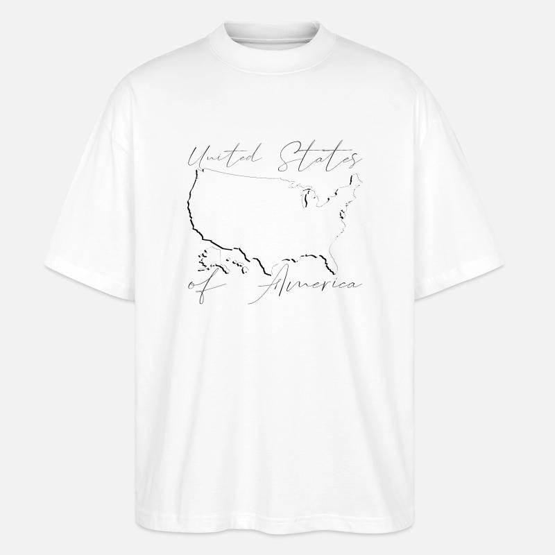 États-Unis | Carte | Script fantôme - T-shirt bio Blaster 2.0 coupe oversize Stanley/Stella Unisexe - blanc