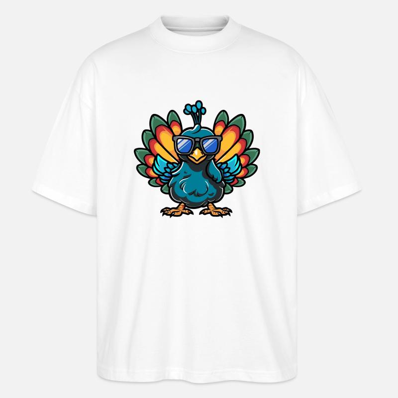Pfau Vogel Comic Cool - Stanley/Stella Oversized Unisex Bio T-Shirt Blaster 2.0 - Weiß