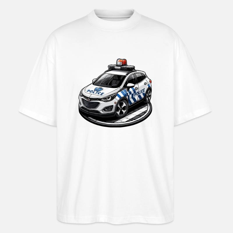 Polizeiauto Deutsch - Stanley/Stella Oversized Unisex Bio T-Shirt Blaster 2.0 - Weiß