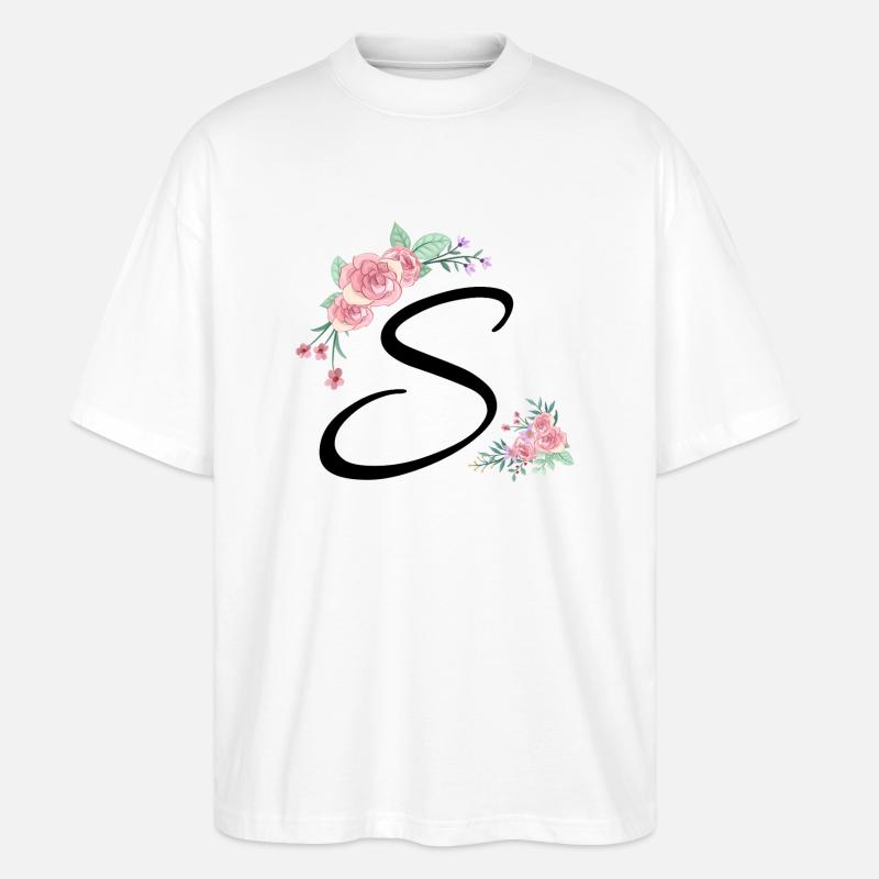 Lettre s fleurs - T-shirt bio Blaster 2.0 coupe oversize Stanley/Stella Unisexe - blanc