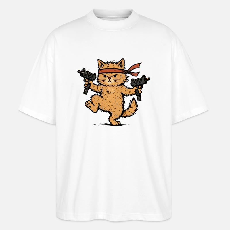 Angry Cat - Stanley/Stella Oversized Unisex Bio T-Shirt Blaster 2.0 - Weiß