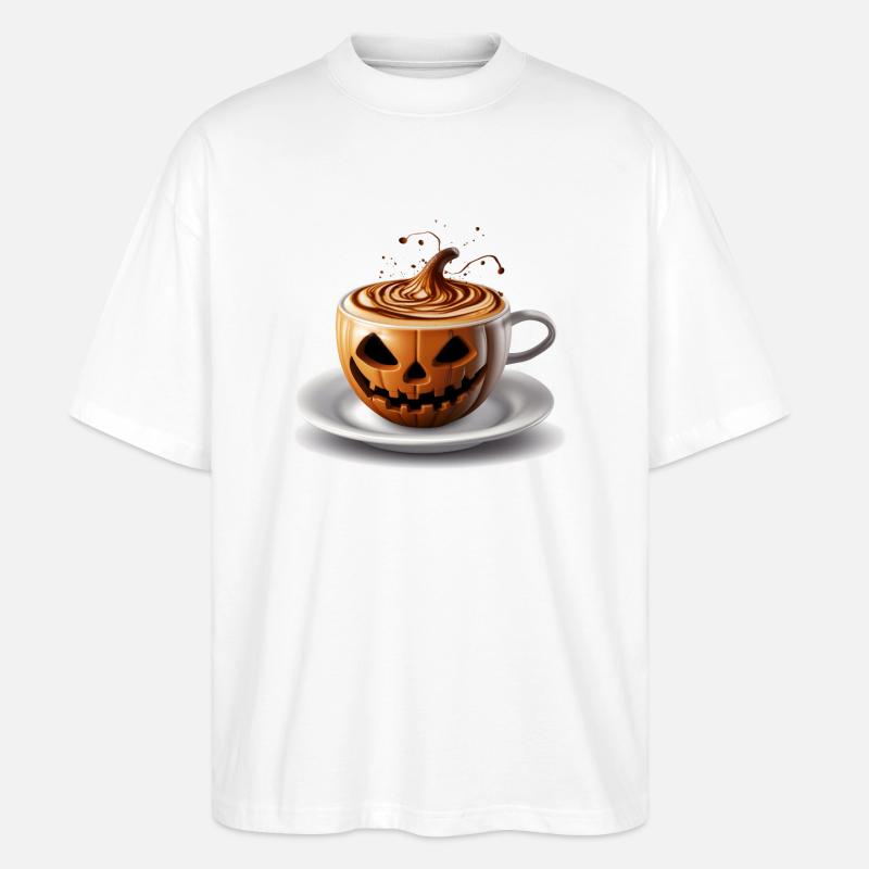Halloween Kaffeetasse Süßes oder Saures - Stanley/Stella Oversized Unisex Bio T-Shirt Blaster 2.0 - Weiß