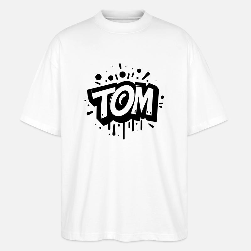 Tom Nom Prénom Graffiti - T-shirt bio Blaster 2.0 coupe oversize Stanley/Stella Unisexe - blanc