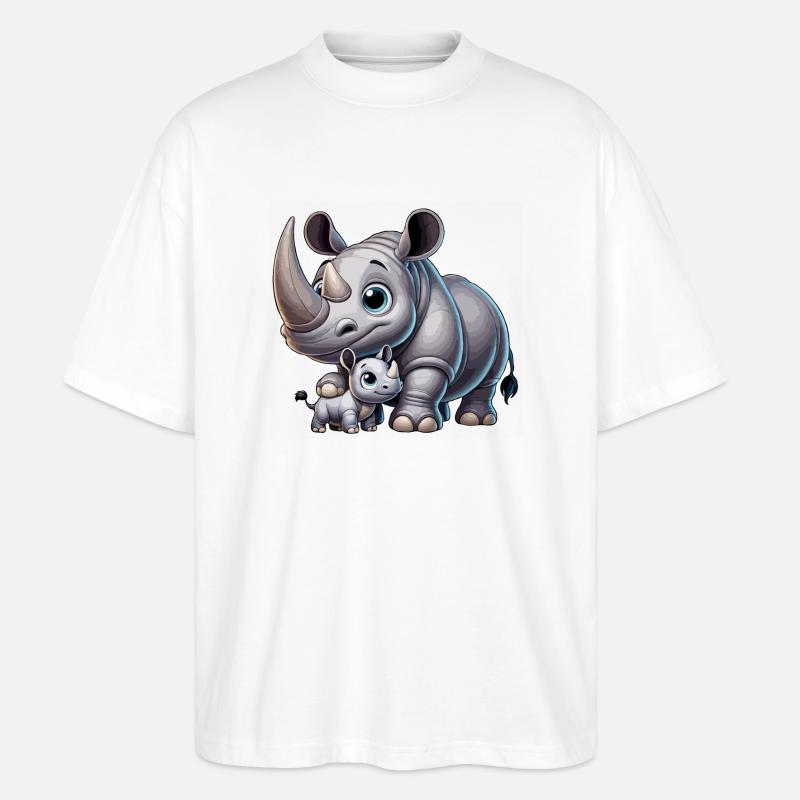 Nashornmutter mit Kind - Stanley/Stella Oversized Unisex Bio T-Shirt Blaster 2.0 - Weiß