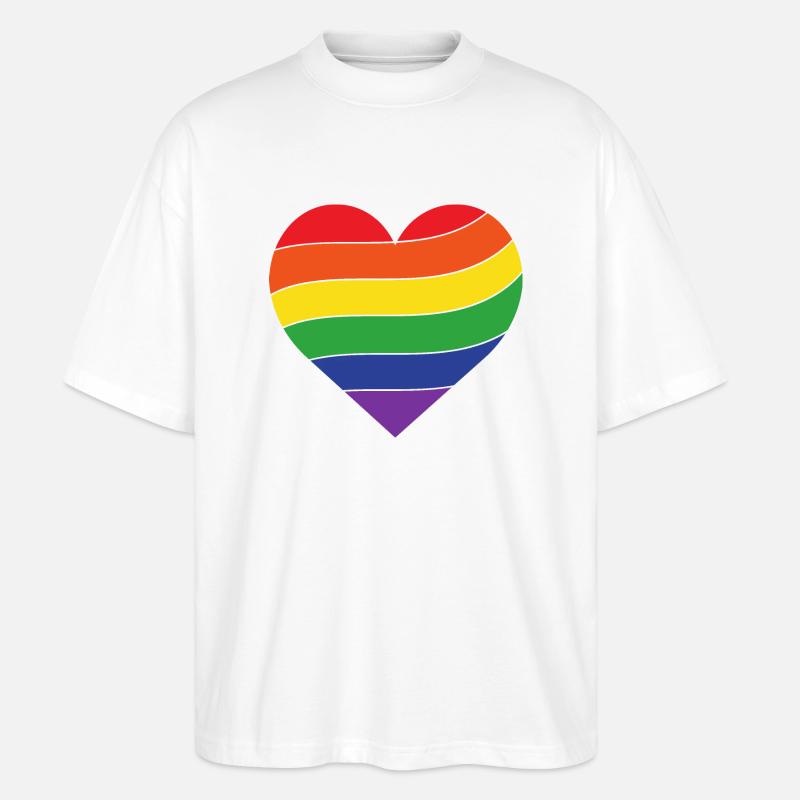 Regenbogen Herz | Pride - Stanley/Stella Oversized Unisex Bio T-Shirt Blaster 2.0 - Weiß