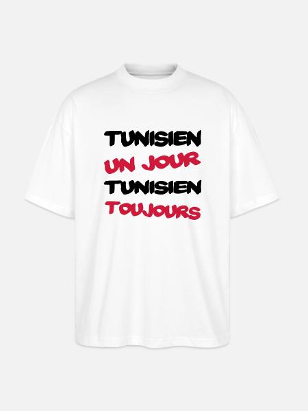 TUNISIEN un jour... - Stanley/Stella Oversized Unisex Organic T-shirt Blaster 2.0 - white