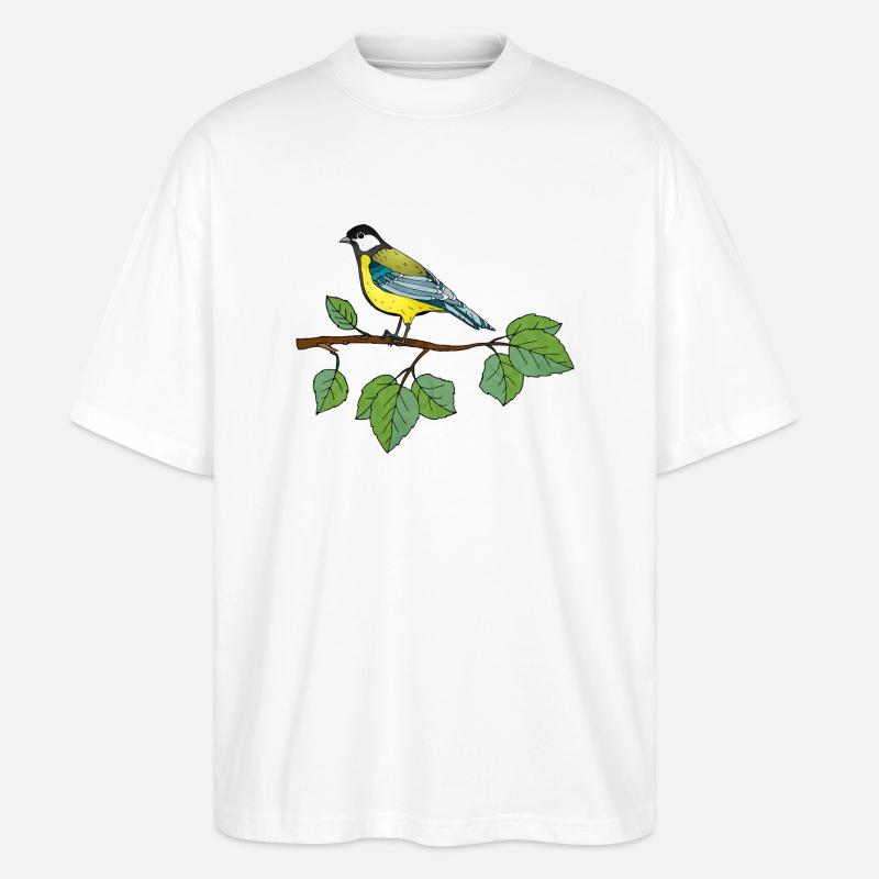 Bunter Vogel - Stanley/Stella Oversized Unisex Bio T-Shirt Blaster 2.0 - Weiß