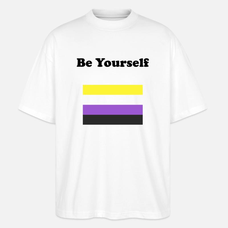 Non Binary Flag Be Yourself - Stanley/Stella Oversized Unisex Organic T-shirt Blaster 2.0 - white