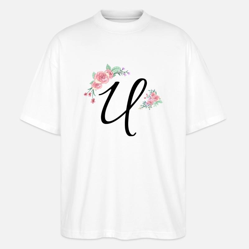 Buchstabe u Blumen - Stanley/Stella Oversized Unisex Bio T-Shirt Blaster 2.0 - Weiß