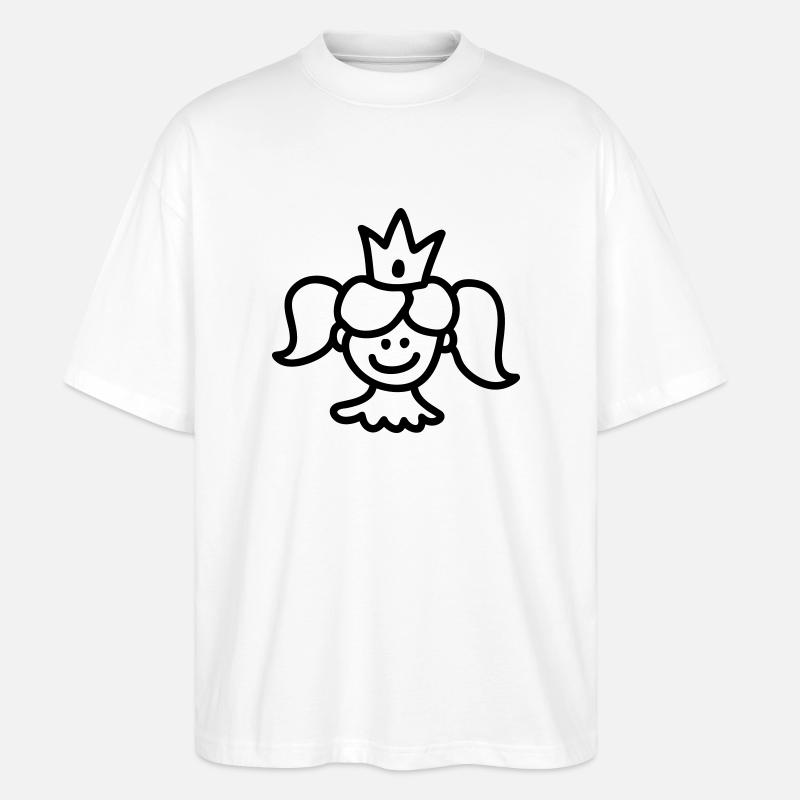 Prinzessin mit Krone - Line - Stanley/Stella Oversized Unisex Bio T-Shirt Blaster 2.0 - Weiß
