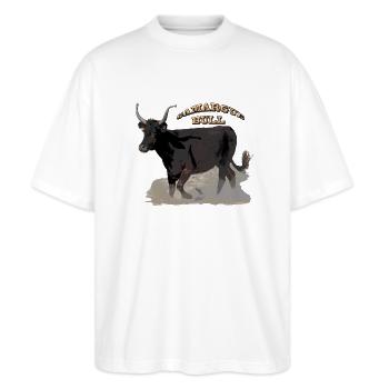 Taureau de Camargue - T-shirt bio Blaster 2.0 coupe oversize Stanley/Stella Unisexe - blanc - Devant - Alina (178cm) & Michal (187cm)