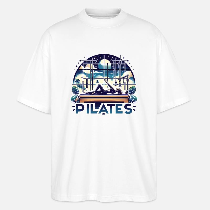 "Pilates" - Dynamisches Studiodesign - Stanley/Stella Oversized Unisex Bio T-Shirt Blaster 2.0 - Weiß