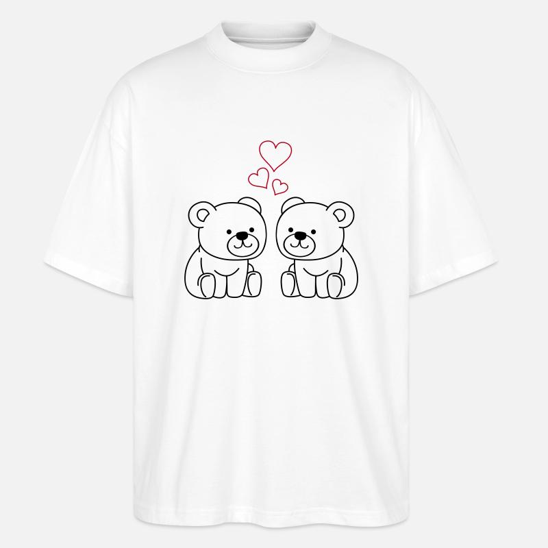 Ours en peluche Amour - T-shirt bio Blaster 2.0 coupe oversize Stanley/Stella Unisexe - blanc