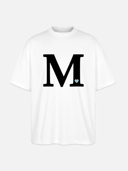 Letter M Initial Letter - Stanley/Stella Oversized Unisex Organic T-shirt Blaster 2.0 - white