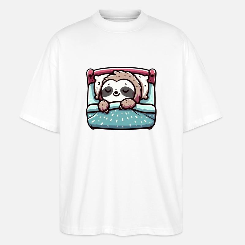 Sleeping Sloth - Friedlicher Charme - Stanley/Stella Oversized Unisex Bio T-Shirt Blaster 2.0 - Weiß
