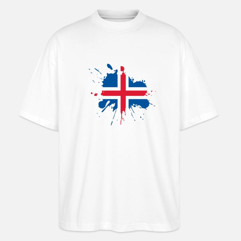 Conception du drapeau de l’Islande - T-shirt bio Blaster 2.0 coupe oversize Stanley/Stella Unisexe - blanc