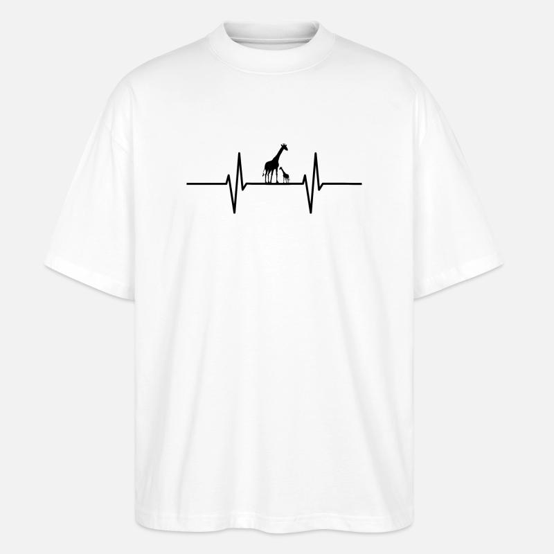 Herzschlag mit Giraffen - Stanley/Stella Oversized Unisex Bio T-Shirt Blaster 2.0 - Weiß