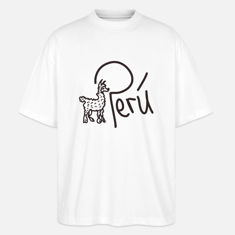 Peru handschrift mit tier - Stanley/Stella Oversized Unisex Bio T-Shirt Blaster 2.0 - Weiß