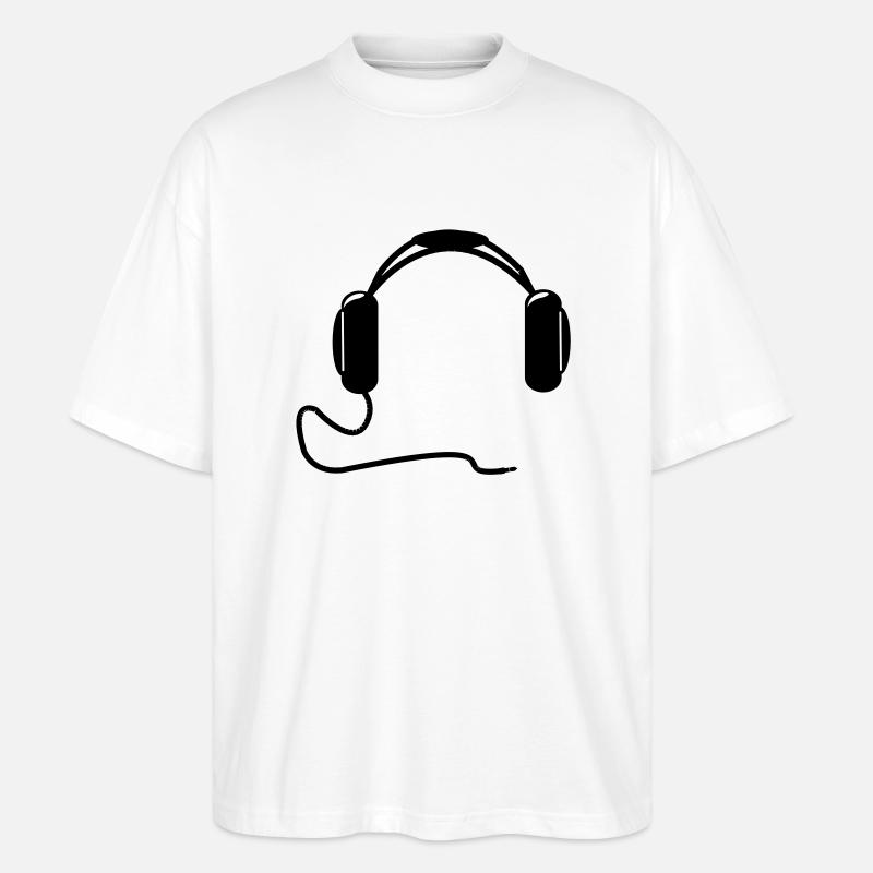 DJ Kopfhörer - Stanley/Stella Oversized Unisex Bio T-Shirt Blaster 2.0 - Weiß