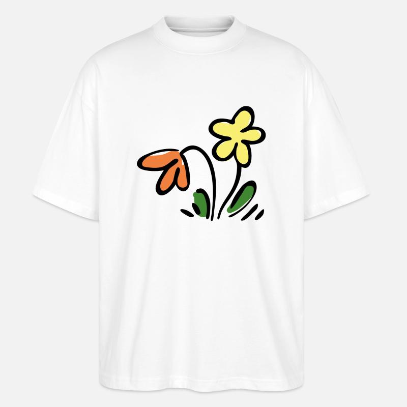 Blumen - Stanley/Stella Oversized Unisex Bio T-Shirt Blaster 2.0 - Weiß