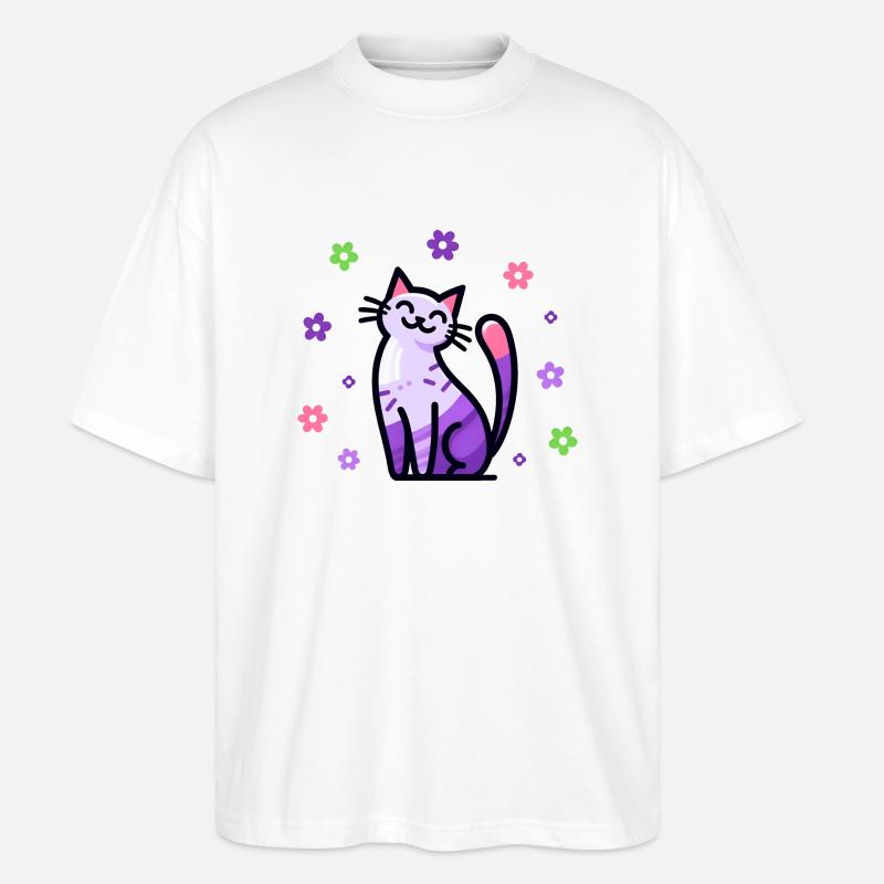 Happy Cat - Stanley/Stella Oversized Unisex Bio T-Shirt Blaster 2.0 - Weiß