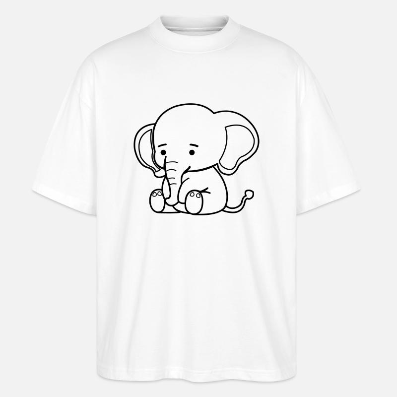 Éléphant mignon - T-shirt bio Blaster 2.0 coupe oversize Stanley/Stella Unisexe - blanc