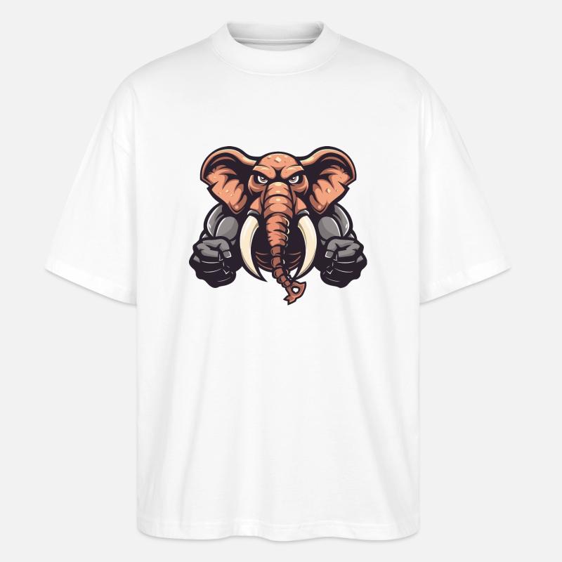Elefant Tier Comic - Stanley/Stella Oversized Unisex Bio T-Shirt Blaster 2.0 - Weiß