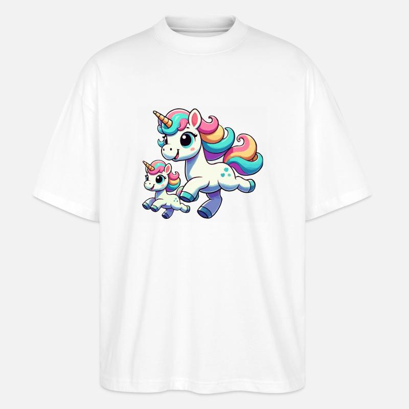 Einhorn-Mutter mit Kind - Stanley/Stella Oversized Unisex Bio T-Shirt Blaster 2.0 - Weiß
