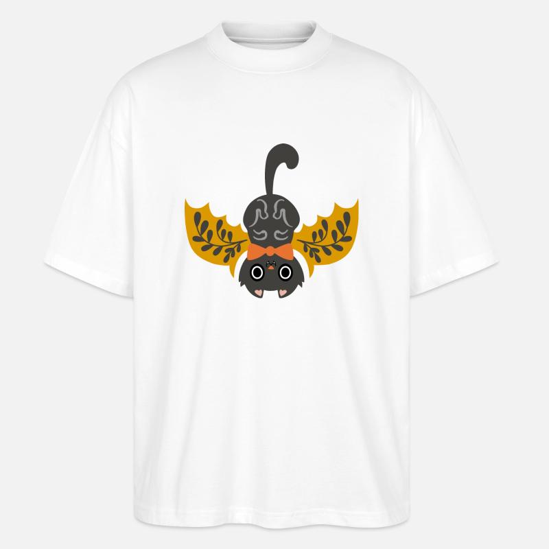 Chat chauve-souris folklorique - T-shirt bio Blaster 2.0 coupe oversize Stanley/Stella Unisexe - blanc