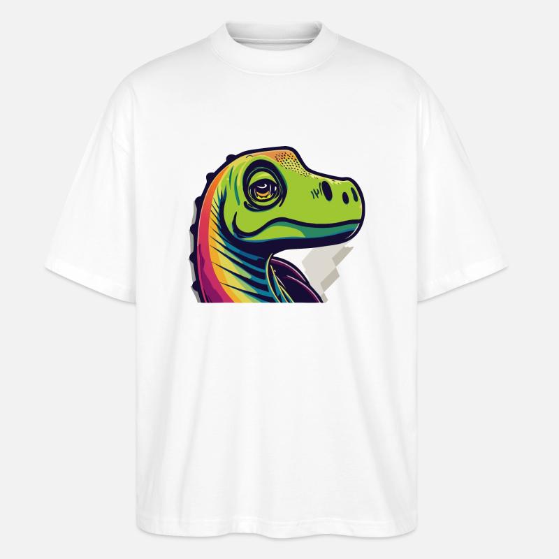 Regenbogen Echse - Stanley/Stella Oversized Unisex Bio T-Shirt Blaster 2.0 - Weiß