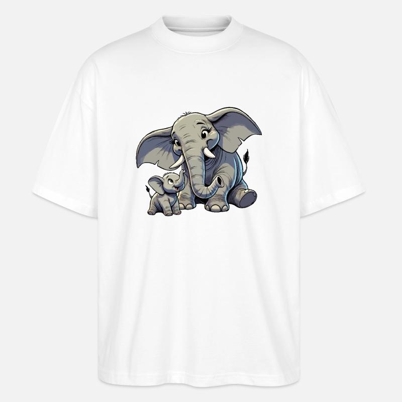 Afrikanischer Elefant Mutter und Kind - Stanley/Stella Oversized Unisex Bio T-Shirt Blaster 2.0 - Weiß